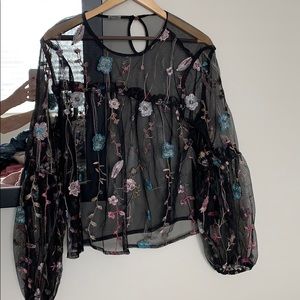Black see through blouse